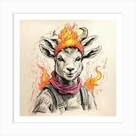 Goat On Fire 12 Art Print