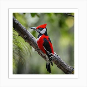 Red Woodpecker Art Print