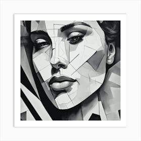 Abstract Portrait Of A Woman Black And White Abstract Art Art Print