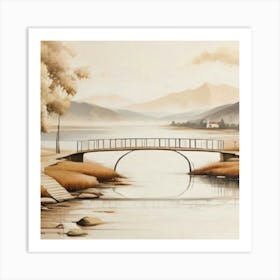 Bridge Over The Loch beige Art Print