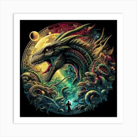 Dragon In The Night Art Print