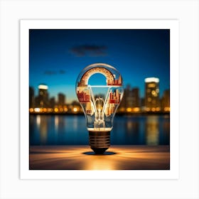 Light Bulb Cityscape Art Print