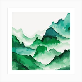 Watercolor Mountains Background Art Print