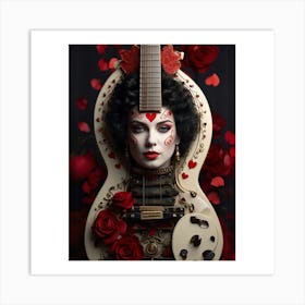 Heartstrings Monarchy Queen Of Hearts Guitar Elegance (13) Art Print