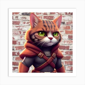 Cat In Armor Art Print