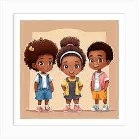 Group Of Four African American Kids (1) Art Print