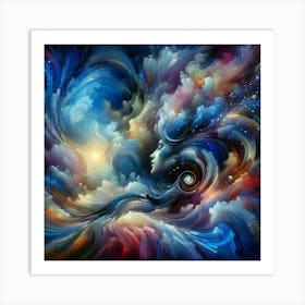 Dreaming Woman In The Clouds Art Print