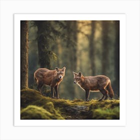 A Breathtaking View Of Forest Animals Art Print