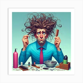 Man With Messy Hair Art Print