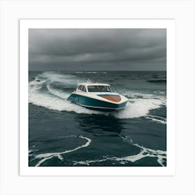 Speed Boat In The Ocean 2 Art Print