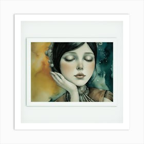 Girl With Eyes Closed Art Print