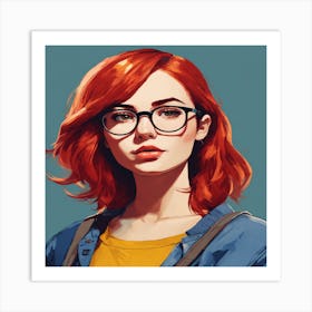 Red Haired Girl With Glasses Art Print