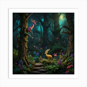 Deer In The Forest 5 Art Print