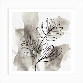 Line Art Leaves Art Print