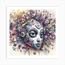 Street Art Robot Girl Art Print