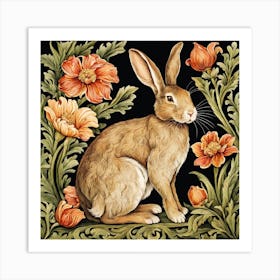 Floral Rabbit William Morris Style (3) Art Print