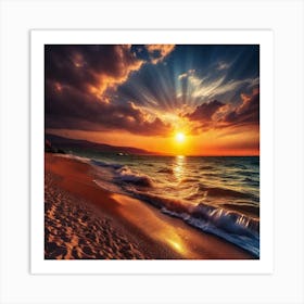 Sunset On The Beach 873 Art Print