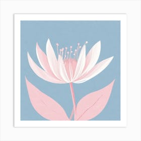 A White And Pink Flower In Minimalist Style Square Composition 671 Art Print