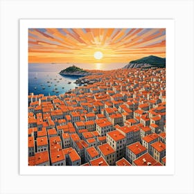 Dubrovnik, Croatia Cubism Style Art Print