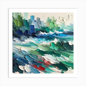 Sea Sky Abstract Strokes Acrylic Green Blue   Art Print