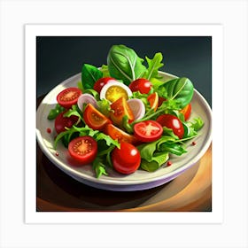 Fresh Salad With Tomatoes And Greens Art Print