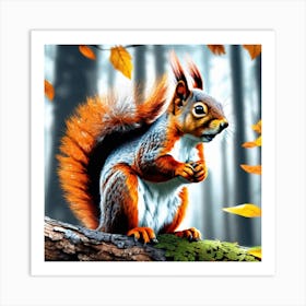 Squirrel In The Forest 345 Art Print