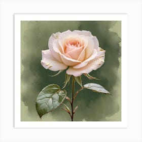 Pale Pink Rose On Grey 03 Art Print