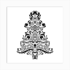 Ornamental Christmas Tree Vector Art Print