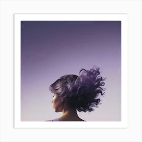 Back View Of A Woman With Purple Hair Art Print