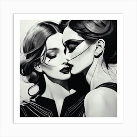 Two Women Kissing 1 Art Print