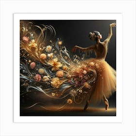 Ballerina With Flowers Art Print