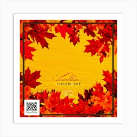 Autumn Themed Sale Banner Featuring Rich Textured Leaves In Shades Of Orange And Yellow Intertwine (3) Art Print