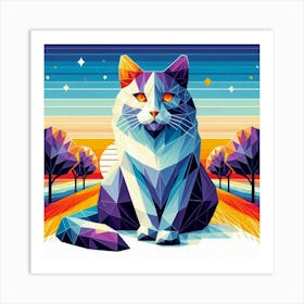 Mischief Low Poly Cat Art Print