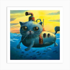 Submarine Cat Art Print
