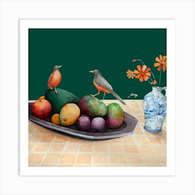 Rufous-bellied thrush - Green Art Print