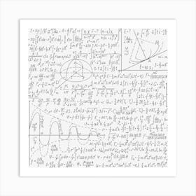 Mathematics Euclidean Formula Paper Math Monochrome Art Print