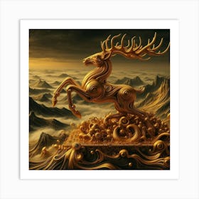 Golden Deer 3 Art Print