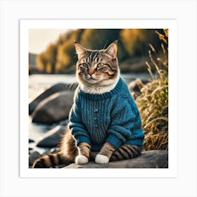 Cat In Sweater Art Print