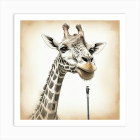 Giraffe With Microphone Art Print