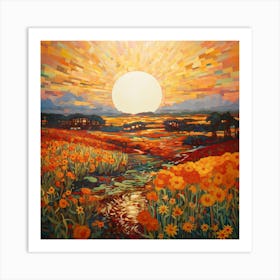 Sunset In The Meadow 1 Art Print