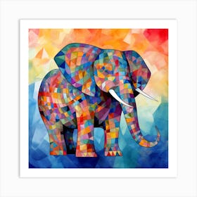 Elephant In Polygons Art Print