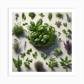 Fresh Herbs In A Bowl Art Print