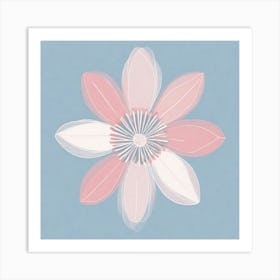 A White And Pink Flower In Minimalist Style Square Composition 396 Art Print