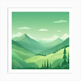 Misty mountains background in green tone 211 Art Print