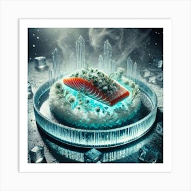 A Sci Fi Themed Dish Called Glacial Salmon Art Print