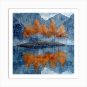 Autumn Trees In The Lake Art Print