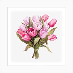 Bouquet Of Pink Tulips 3 Art Print