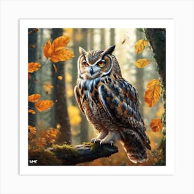 Owl In The Forest 186 Art Print