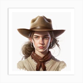 Girl In A Cowboy Hat 1 Art Print
