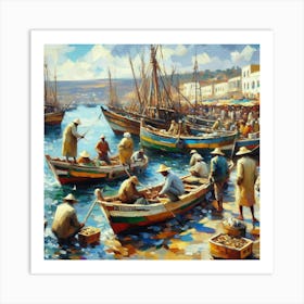 Fishing Boats In The Harbor Art Print